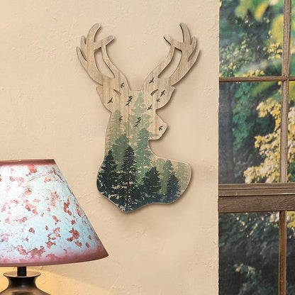Limygus Wall Hanging Decor Deer Head Wall Art MDF, 10x16 inches, Unframed, Indoor, Home Office, Bathroom, Bedroom, Living Room, Wood, Art Deco, 0.66lbs