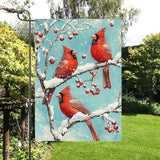Gkyygk Red Cardinal Snow Welcome Garden Flag 12x18 Inch Double Sided Small Burlap Banners Yard House Seasonal Farmhouse Home Decor for Men Women