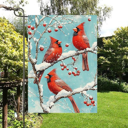 Gkyygk Red Cardinal Snow Welcome Garden Flag 12x18 Inch Double Sided Small Burlap Banners Yard House Seasonal Farmhouse Home Decor for Men Women