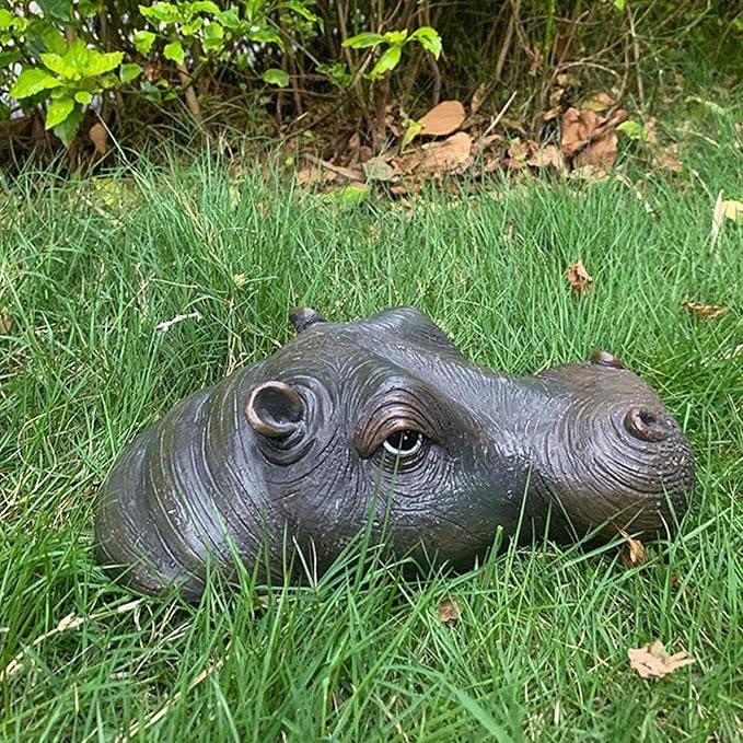 Garden Statues Pond Floating Hippopotamus Lawn Statues Horse Head Statue Garden Decor Floating Pond Ornament Realistic Yard for Pool Pond Yard Ornaments Decor