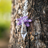 Rainbow Guardian Angel Crystal Suncatcher as Home/Car Decoration & Porch Decor & Hangings Crystal Glass Ornament for Mom (Purple)