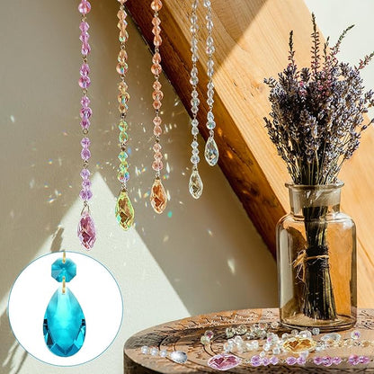 PATIKIL Teardrop Crystal Chandelier Pendants Beads, 6 Pack 160mm Length 38mm Chandelier Prisms Parts Ornaments Hanging Beads for DIY Arts Crafts Decoration, Navy Blue
