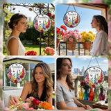 Rngmsi Sun Catcher Gift for Mom, Mothers Day Suncatcher Stained Glass Window Hanging, Remember I Love You Stained Glass Birthday Presents for Mama from Daughter Son