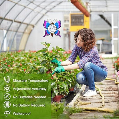 pealstar Outdoor Thermometer Decorative Waterproof Outdoor Thermometers for Patio Large Butterfly Wall Thermometer for Garden Yard Living Room Decor