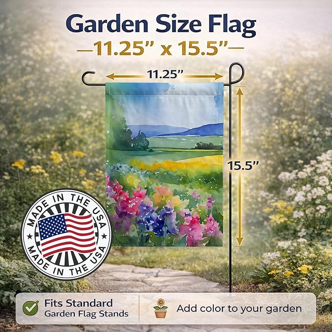 Caroline's Treasures Massachusetts Mayflowers in Watercolor Garden Flag Mailbox Flag Decorative Yard Flag Banner Outside Patio Artwork Yard Flower Beds, Garden Size, Multicolor