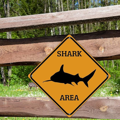 Fierce Fish Crossing Xing Sign Beware of Fierce Fish Metal Sign Ocean Animal Funny Warning Sign Crossing Zone Sign for Farm Yard Front Door Indoor Outdoor Street Sign 15x15in