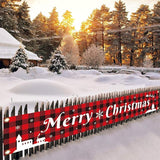 Probsin Large Merry Christmas Banner 120" x 20" Double Printed Xmas Decoration Red Buffalo Plaid Hanging Huge Sign Holiday Party Supplies Home Decor for Outdoor,Indoor,Yard,Garden,Porch,Lawn
