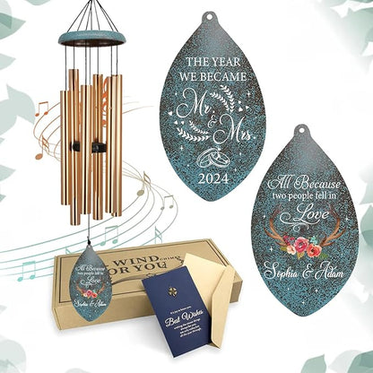 ASTARIN Wedding Gifts Wind Chime, Personalized Names & Date Wind Chimes Gifts for Couple 2026, Wedding Gift for Newlywed Bride Groom Husband Wife, Valentine’s Day Anniversary(Produced in USA)