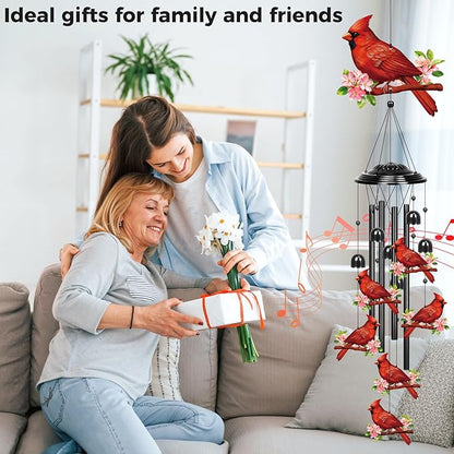 YHmall Cardinal Gifts for Women, 35 in Wind Chimes for Outside Mothers Day Gardening Gifts for Mom Colorful Metal Memorial Wind Chime Cardinal Decor for Home Yard Patio Garden Outdoor