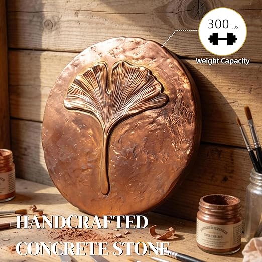 Stepping Stones Outdoor Set of 3, 10.8" Antique Ginkgo Bronze Garden Stones Outdoor Decorative Set – Grandma Mothers Day Gifts, Garden Memorial Stone for Loved Ones, Backyard Pathway Pavers, Walkway