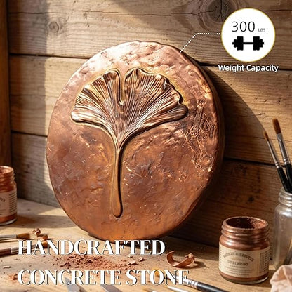 Stepping Stones Outdoor Set of 3, 10.8" Antique Ginkgo Bronze Garden Stones Outdoor Decorative Set – Grandma Mothers Day Gifts, Garden Memorial Stone for Loved Ones, Backyard Pathway Pavers, Walkway