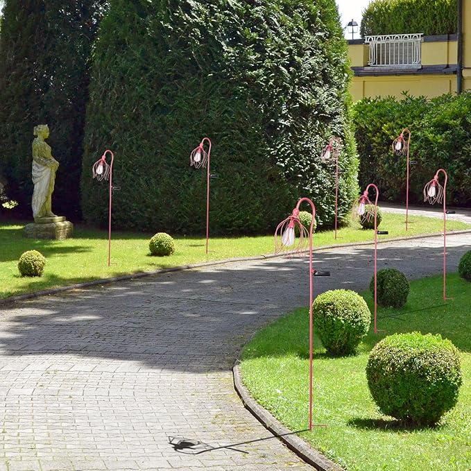 Solar Lights Outdoor Decorative Solar Wire Metal Flower Yard Stake Decorative Path Light for Walkway Pathway Lawn Patio Yard Decorations Pink 2 Pack