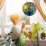 Bimkole Peacock Stained Glass Suncatcher Window Hanging - Animal Indoor Window or Doorway Decoration - Handmade Sun Catcher Decor for Garden Home Christmas & Birthday Gifts 7.87x7.87 inch