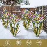 Homight Solar Metal Agave Butterfly Flower Stick Garden Sculpture Outdoor Gift Solar Garden Christmas Lights Swaying Butterfly Sunflower Garden Lights Solar Outdoor Statues (3 PCS Light Green)