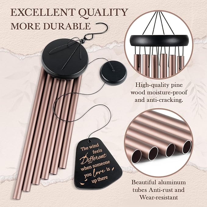 Leebbsin Loss of Loved One Gift, 25.5" Sympathy Wind Chimes, Memorial Gifts for Loss of Loved One, Mom, Dad, Wife, Husband, Child, Remembrance & Bereavement Gifts for Funreal, Outdoor