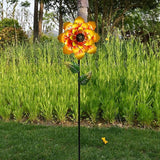 Metal Flower Garden Stake Yard Art Garden Decor, 42" Large Handcrafted Gold Metal Outdoor Decor Lawn Ornaments Grave Decorations for Cemetery