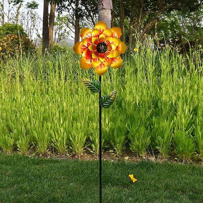 Metal Flower Garden Stake Yard Art Garden Decor, 42" Large Handcrafted Gold Metal Outdoor Decor Lawn Ornaments Grave Decorations for Cemetery