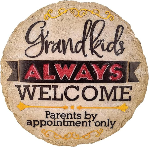 Spoontiques - Garden Décor - Grandkids Welcome Stepping Stone - Decorative Stone for Garden