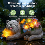 Solar Garden Outdoor Statues Cat Figurine Lights - Yard Decorations for Patio,Balcony,Lawn Ornaments - Unique Housewarming and Birthdays Gifts for Mom Women