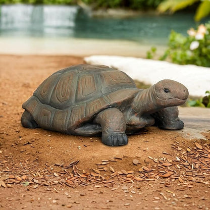 Concrete Garden Tortoise Statues - 34.2" Tortoise Statue Home Decor, Yard Outdoor Statue for Home and Garden Decor, Brown