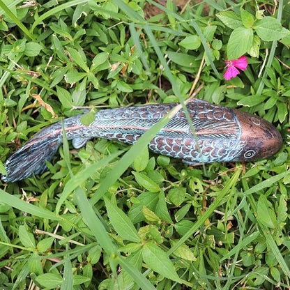 Antique Luminous Outdoor Koi Fish Statues - Resin Koi Fish Yard Art Decor for Garden, Patio, Lawn, Pond