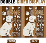 Dyrenson Home is Where My Dogs are 28 x 40 House Flag Double Sided, Pet Paw Print Garden Yard Decoration Dog Owner Lover Gifts, Farmhouse Rustic Burlap Outdoor Decor Decorative Large Flag
