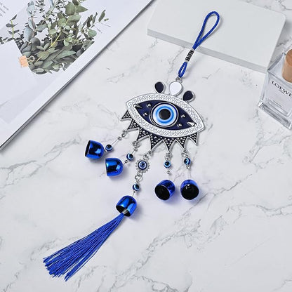 Creative Handmade Alloy Wind Chime Evil Eye Butterfly Sunflower Talisman Pendant Handmade Good Luck Charm, Car Kitchen Home Garden Patio Office (1pc Blue Eye)