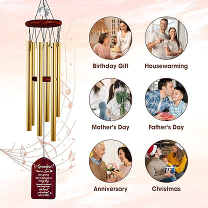 Grandpa Crystal Memorial Wind Chimes Christmas Sympathy Keepsake Remembrance Quote Gramps Dada Papi Grandfather Pass Away Condolence Funeral Gift Cherished Memory Window Garden Decor HW12-RW-GP