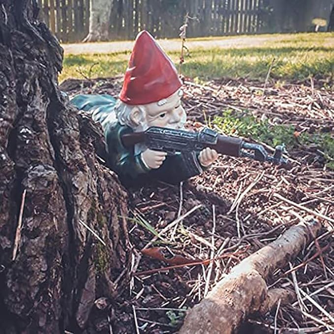 Military Garden Gnomes, Garden Statues Gnome with Gun, Funny Army Gnomes Soldiers Tactical Statue for Indoor Outdoor, Patio, Yard, Lawn, Christmas Ornaments, Home Décor