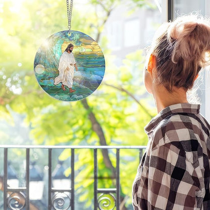 AXIARA Christian Gifts for Women Men Faith - Sun Catchers Indoor Window 6in for Home Garden Decor - Catholic Religious Spiritual Gifts for Mom Dad Christians, Religious Suncatchers for Windows Hanging