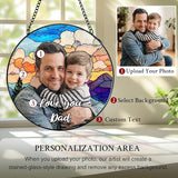 Personalized Stained Glass Windows Hanging, Dad Picture Suncatcher Ornament, Custom Photo Gift, Birthday Father Grandpa Gifts