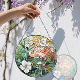 8″ Stained Glass Window Hanging Ornament, Flamingo Stained Glass Suncatcher Ornament, Sun-Catcher Window Decor | Housewarming & Birthday Gifts, Festival Gift | Gifts for Flamingo Lovers