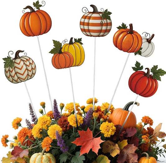 Shimeyao 6 Pcs Metal Thanksgiving Fall Pumpkin Garden Stakes Harvest Metal Garden Signs 12 Inch Pumpkin Autumn Yard Stakes Outdoor Decor for Home Lawn Porch Holiday Front Backyard