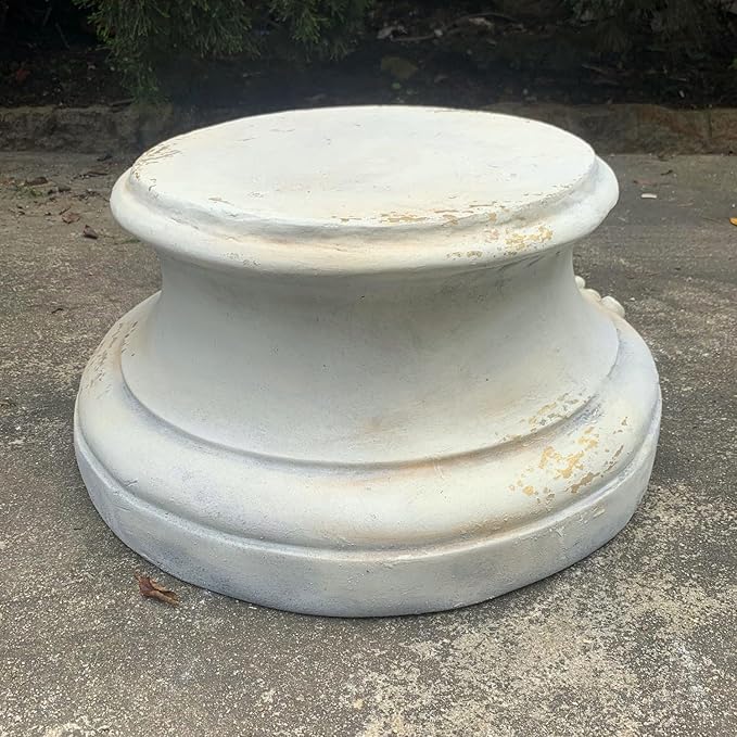 Zaer Ltd. 10.6" Tall Magnesium Pedestal for Angel Statues in Antique Grey Distressed Finish Antique Classical Design (Pedastal)
