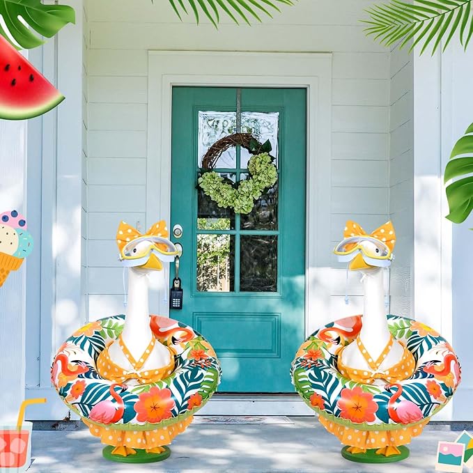 JcHrmers Diving Porch Goose Outfits Swimming Goose Outfits Bikini Lawn Porch Goose Clothes Fits 23" Cement Plastic Goose Statue for Summer Outdoor Garden Yard Patio Decoration