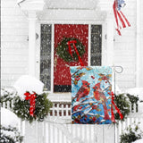 Winter Cardinal Bird Garden Flag for Outside 28x40 Stained Glass Red Birds on Snow Pine Tree Flag Christmas House Flags Large Outdoor Welcome New Years Yard Flag Double Sided