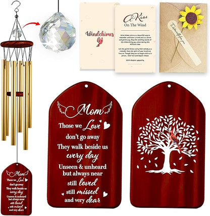 Crystal Mom Memorial Wind Chimes Christmas Sympathy Chimes Keepsake Those We Love Garden Hanging Remembrance Grief Gift Mummy Mama Step Mother in Law Ideas Gift Condolence Outdoor Decor HW12-RW-M