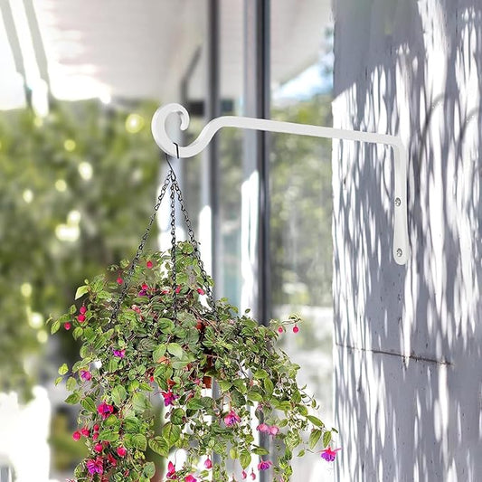 BOLITE Plant Hangers, 10 Inch Hanging Plant Brackets Outdoor Indoor, Wall Hooks for Hummingbird Feeders, Bird Feeders, Planters, Lanterns, Wind Chimes, Home Decor, 2 Pack, White, Gifts for Women Men