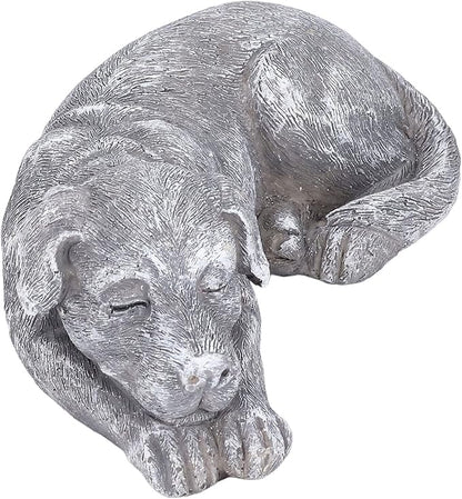 Hapivida Dog Garden Statue, Puppy Garden Memorial Stone Sleeping Dog Sculpture Decor Outdoor Resin Realistics Sculptures Grey