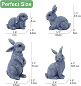 Bunny Garden Decor Outdoor Statues: Rabbit Figurines for Easter Ornaments Patio Lawn Office Decorations Indoor Accessories (4 Pack) - Gifts for Mom Grandma