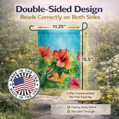Caroline's Treasures Hawaii Hawaiian Hibiscus in Watercolor Garden Flag Mailbox Flag Decorative Yard Flag Banner Outside Patio Artwork Yard Flower Beds, Garden Size, Multicolor