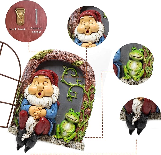 Outdoor Garden Statues, Resin Gnome Tree Hugger, Durable Outdoor Decor, Whimsical Yard Sculpture, Garden Peeker Yard Art, Waterproof & Handcrafted, Unique Christmas Decorations Outdoor Ornament Gift