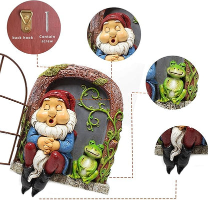 Outdoor Garden Statues, Resin Gnome Tree Hugger, Durable Outdoor Decor, Whimsical Yard Sculpture, Garden Peeker Yard Art, Waterproof & Handcrafted, Unique Christmas Decorations Outdoor Ornament Gift
