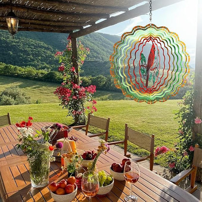 Cardinal Wind Spinners Garden Decor as Birthday Gifts for Women Mom,12 inch 3D Stainless Steel Hanging Wind Spinner Metal Catchers Kinetic Sculpture for Outdoor Decor, Patio,Yard Decorations