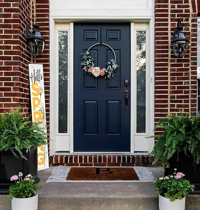 Hello Spring Wooden Porch Sign 47" Spring Large Welcome Porch Sign for Home Front Door Yard Season Decor