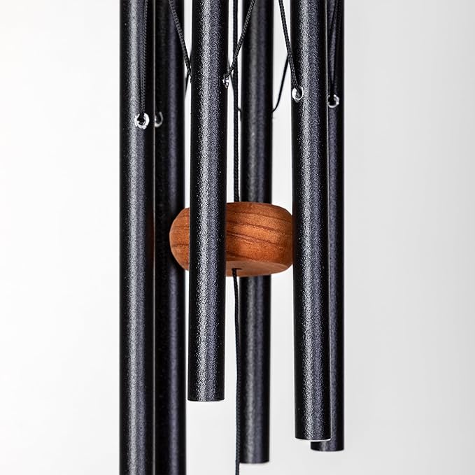 Festival 18-inch Redwood Wind Chime in Black by Wind River for Patio, Backyard, Garden, and Outdoor décor. Made in The USA
