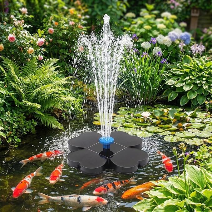 Solar Fountain Pump,Water Fountain Outdoor Garden with 8 Nozzles, for Bird Bath, Ponds, Garden and Fish Tank