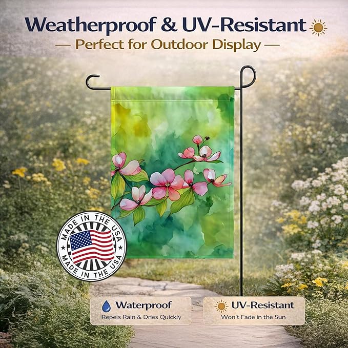 Caroline's Treasures Virginia American Dogwood in Watercolor Garden Flag Mailbox Flag Decorative Yard Flag Banner Outside Patio Artwork Yard Flower Beds, Garden Size, Multicolor