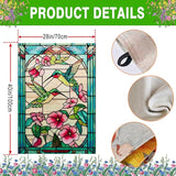 Spring Summer Hummingbird House Flag 28x40 Inch Double Sided, Stained Glass Floral Outdoor Flag Colorful Flower Large Yard Flag Seasonal Lawn Porch Farmhouse Decor