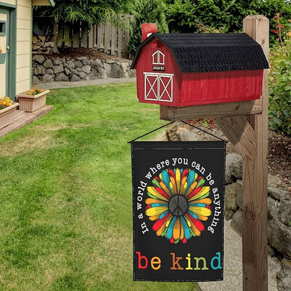 In A World Where You Can Be Anything Be Kind Garden Flag 12 X 18 In Peace Outdoor Floral Mini Yard Flag House Flags Double-Sided Farmhouse Sign For Home Garden Decoration